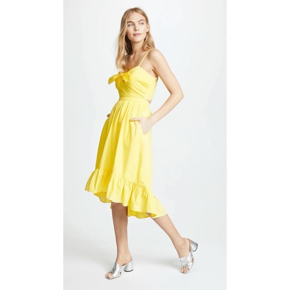JOIE Dress Size 0 NWT Clorinda Pineapple Yellow Hi Lo Tie Bust Summer Casual